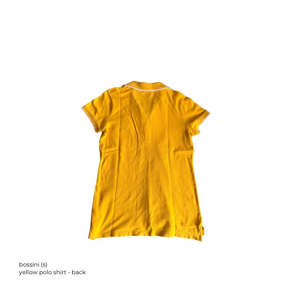 bossini yellow polo shirt (Category: Shirts) located in Balanga. Submitted by inosonmia (Listing ID 1444704726, Image 2). Description: size: s flaws: none ps: please look carefully at the details and flaws if there are any strictly: mop: gcash only ‼️ (pay as you order) mod: jnt only ‼️ ww pics: none.