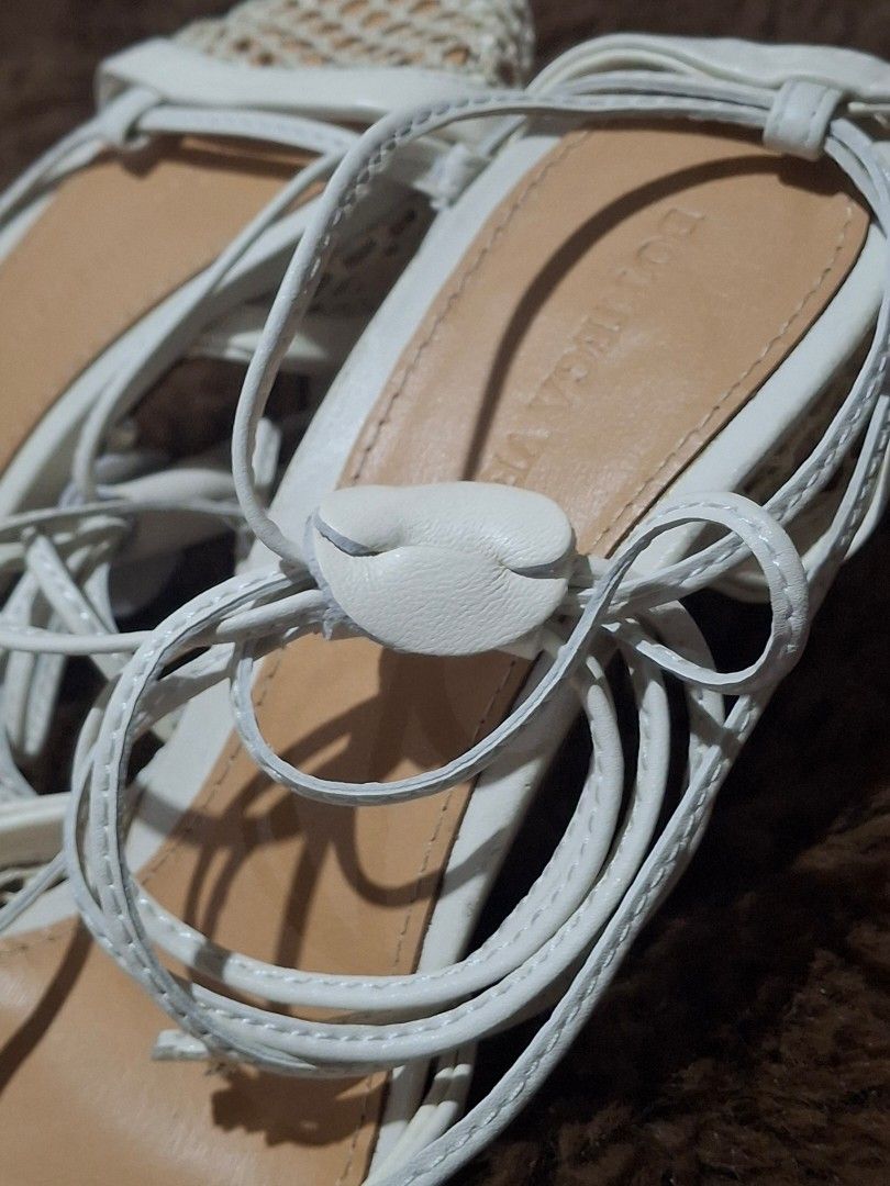 10:10 SALE Bottega Veneta White Sandals (Category: Sneakers & Footwear) located in Lipa City. Submitted by kathethings (Listing ID 1444852019, Image 3). Description: - Brand: Bottega Veneta - Color: White - Material: Mesh upper - Design: Tie-up laces, Square toe - Origin: Made in Italy - Size: 37 - Style: Super chic and unique, perfect for dressing up any outfit..