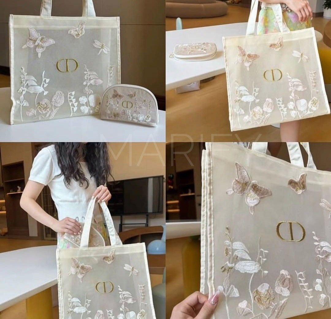 C Dior Butterfly Mesh Tote Bag GWP (Category: Tote Bags) located in Cabuyao City. Submitted by marifyyy (Listing ID 1444712920, Image 2). Description: Dior GWP Butterfly Mesh Tote bag brand new, plastic packaging large size 📍Cabuyao, Laguna 🚛 Shipment sched: Tue & Fri 🛻 Lalamove on nearby areas • Payment first • SF - cod or included na sa payment — if COD (SF) we only ship via LBC — For complete payment (w/sf), we can ship via LBC or J&T 💸 MO