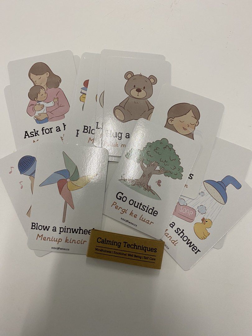 Calming Technique Flashcards (Category: Toys & Games) located in Kuantan. Submitted by sue_c (Listing ID 1444713279, Image 1). Description: For children and parent to learn how manage the emotions and Big storms with safe actions. Condition - it’s used but still very well No damage Total 15 cards .