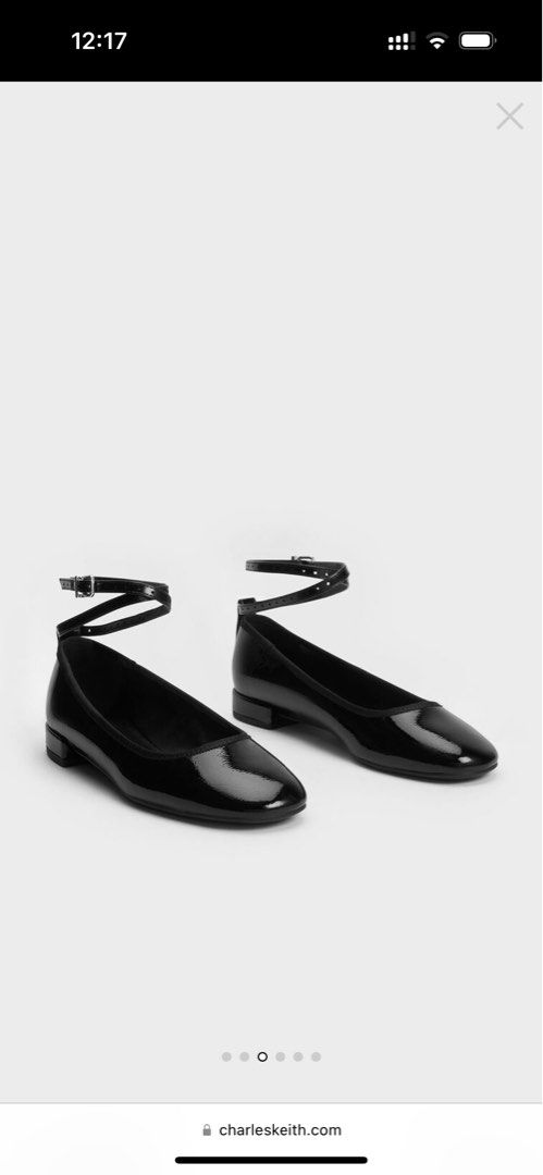 Charles & Keith Black Patent Ankle Strap Ballet Flats (Category: Flats & Sandals) located in Davao. Submitted by mymoreqa (Listing ID 1444831625, Image 3). Description: EU36/US 6 Issue last pic Did not realize may tearing sa inside lining :) .