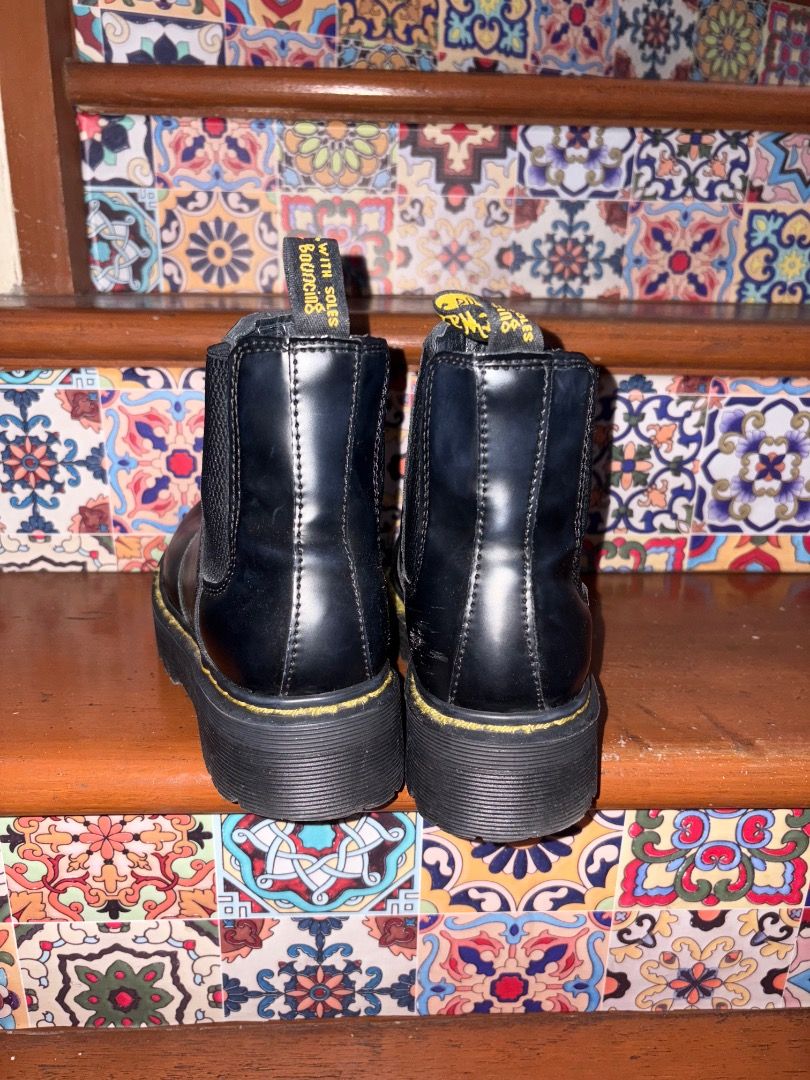 Dr. Martens Black Leather Platform Chelsea Boots (Category: Boots) located in Quezon City. Submitted by rarecat-4b96 (Listing ID 1444853361, Image 2). Description: - Authentic Dr. Martens Platform Chelsea boots in black leather - Features a trendy platform sole with signature yellow stitching - Elasticated side panels for easy on and off - Super comfortable and versatile for any outfit - Selling as they are no longer the right fit.