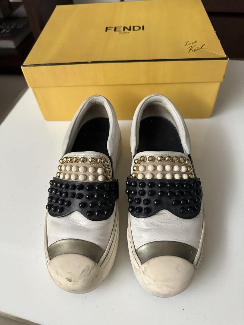 Fendi sneakers by Karl Lagerfeld (Category: Sneakers) located in Taguig. Submitted by mineme22 (Listing ID 1444712994, Image 1). Description: Fendi sneakers by Karl Lagerfeld size 36 Complete with shoe bag and box Used ₱4.5k .