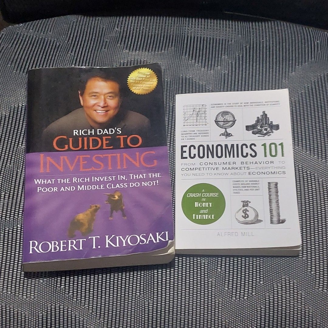Finance books (Paperback) | BOOKTOK PH (Category: Textbooks) located in Manila. Submitted by booktok_ph (Listing ID 1444814592, Image 1). Description: Economics 101 - 250 Guide to Investing - 350 550 for 2.