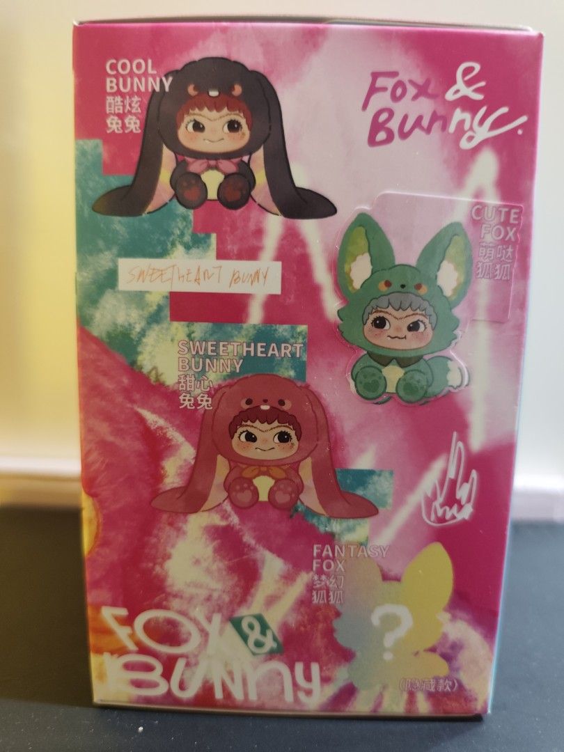 Fox & Bunny Tricker Treat Blind Box Series (Category: Designer & Blind Box Toys) located in Rizal. Submitted by royalty1998 (Listing ID 1444715626, Image 3). Description: - Brand New Fox & Bunny Tricker Treat Blind Box - Features adorable characters: Cool Bunny, Sweetheart Bunny, Fantasy Fox, and more! - Perfect for collectors and fans of cute figurines - Box is sealed and unopened.