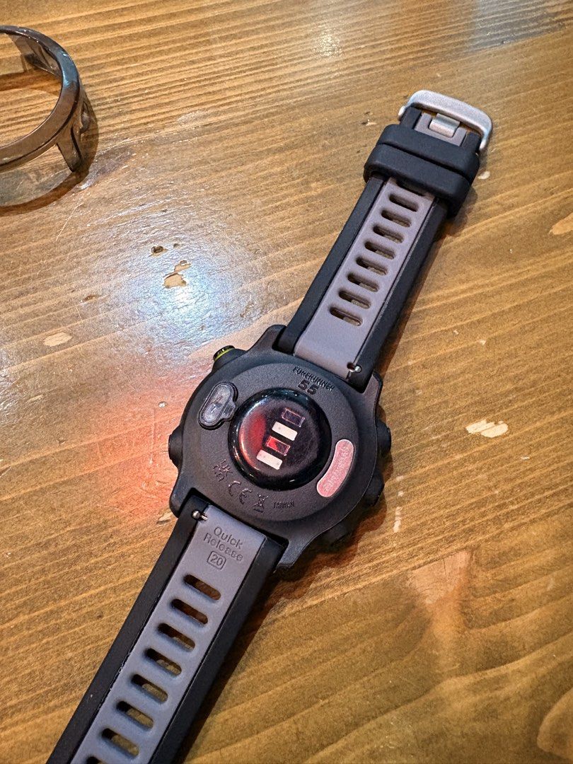 Garmin Forerunner 55 Smartwatch GPS Running Watch (Category: Wearables & Smart Watches) located in Quezon City. Submitted by takimika (Listing ID 1444767452, Image 2). Description: - Garmin Forerunner 55 watch - Tracks runs and daily activity - Displays time, date, steps, and heart rate - Features a quick release strap - Ideal for fitness tracking 💰 Price: (negotiable) ✅ Garmin Forerunner 55 GPS Running Watch ✅ Original Charger Included ✅ 3 Extr