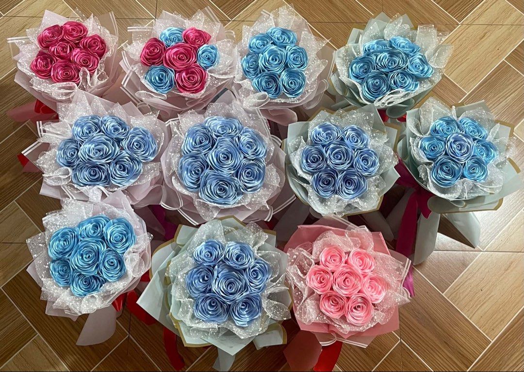 Handmade Ribbon Rose Bouquets - customizable (Category: Flowers & Bouquets) located in Baguio. Submitted by izzy1234123 (Listing ID 1444761232, Image 1). Description: -pre order -can customize from the color of the flowers, wrapping, ribbons and how many pieces of flowers per bouquets. -made with high quality products -affordable -message us for inquiries:)) -baguio city, open for shipping nationwide via jnt courier .