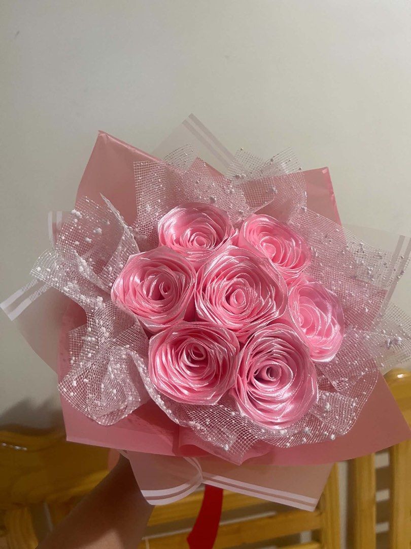 Handmade Ribbon Rose Bouquets - customizable (Category: Flowers & Bouquets) located in Baguio. Submitted by izzy1234123 (Listing ID 1444761232, Image 3). Description: -pre order -can customize from the color of the flowers, wrapping, ribbons and how many pieces of flowers per bouquets. -made with high quality products -affordable -message us for inquiries:)) -baguio city, open for shipping nationwide via jnt courier .