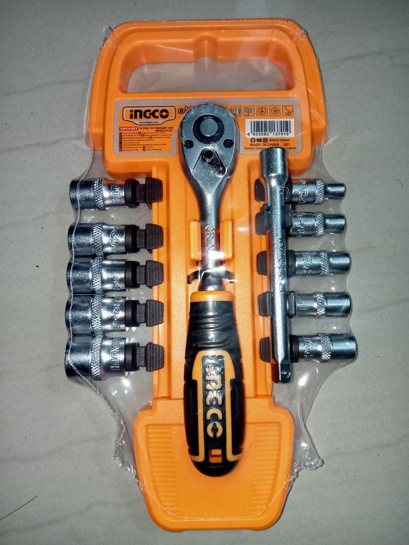 INGCO 12PCS Socket Set Ratchet Wrench Original Brand New (Category: Construction Tools & Equipment) located in Manila. Submitted by eyleen22 (Listing ID 1444772413, Image 1). Description: 🔧 INGCO 12PCS 1/4" Drive Socket Set 🔧 ✅ Original INGCO ✅ Quick Release Ratchet Handle ✅ CR-V Steel ✅ Perfect for Motorcycle & Car Maintenance ✅ Brand New & Sealed ₱750.00 📍Tondo, Manila 📦 Available for pickup/shipping 💬 PM for inquiries!.