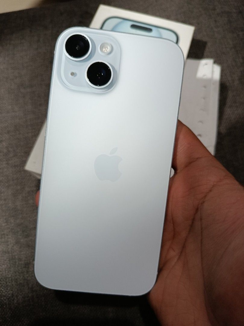 iPhone 15 128gb NTC (Category: iPhone 15 Series) located in Caloocan City. Submitted by angebelena (Listing ID 1444787970, Image 1). Description: iPhone 15 128gb Blue Factory Unlocked kakaend lang ng warranty this April 2026 Complete with Receipt from the Loop 92% BH 300+ CC All working No dents or scratches Check all you want. Moneyback Guarantee if may issue. ₱26,000 Fixed Open for swap to your Apple Devices North Caloocan area. Malaria/Barrack