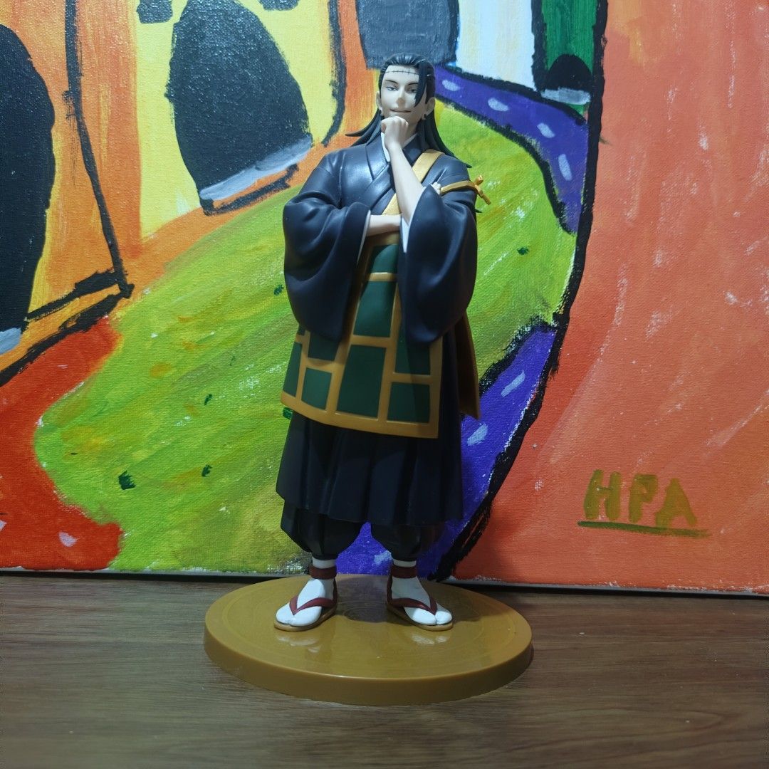Jujutsu Kaisen Suguru Geto Figure (Category: Figurines & Statues) located in Quezon City. Submitted by patric1218 (Listing ID 1444844156, Image 1). Description: - Jujutsu Kaisen Suguru Geto Figure - Classic outfit design - Stands on a circular base - Highly detailed robes and sandals - Features a colorful, abstract background - Ideal addition to any JJK fan's collection.