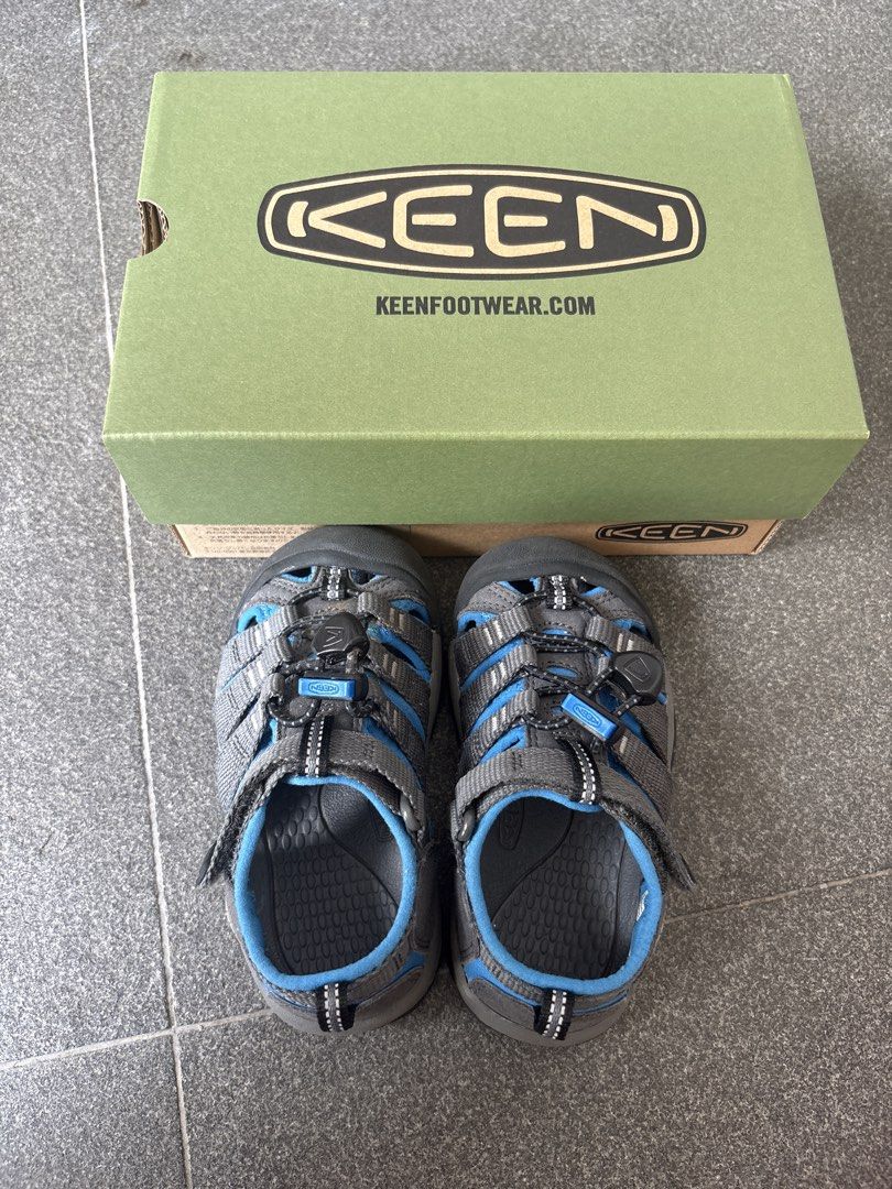 KEEN Newport H2 Children's Sandals Size US 9 (UK 8) (Category: Babies & Kids Fashion) located in Singapore. Submitted by five6seven8 (Listing ID 1444708585, Image 1). Description: - KEEN Newport H2 kids' sandals - Colour: Grey and Blue - Quick-dry webbing - Bungee lace system with toggle for easy adjustment - Hook and loop strap at the heel for a secure fit - Rubber outsole provides excellent traction - Comes with original box - Ideal for outdoor