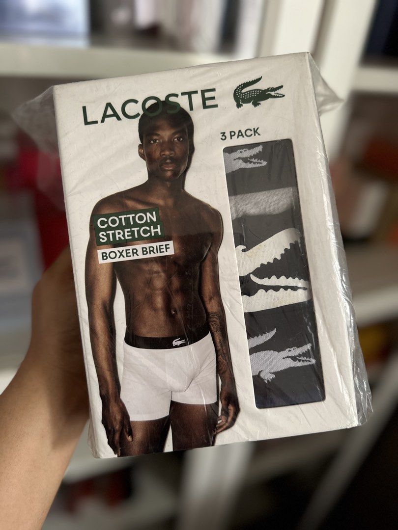 Lacoste Cotton Stretch Boxer Briefs 3 Pack- XXL (Category: Underwear) located in Makati City. Submitted by rinz11 (Listing ID 1444690154, Image 1). Description: - Brand new Lacoste boxer briefs - Comes in a 3-pack - Made from comfortable cotton stretch material - Features the signature Lacoste crocodile logo on the waistband - Ideal for everyday comfort and style.