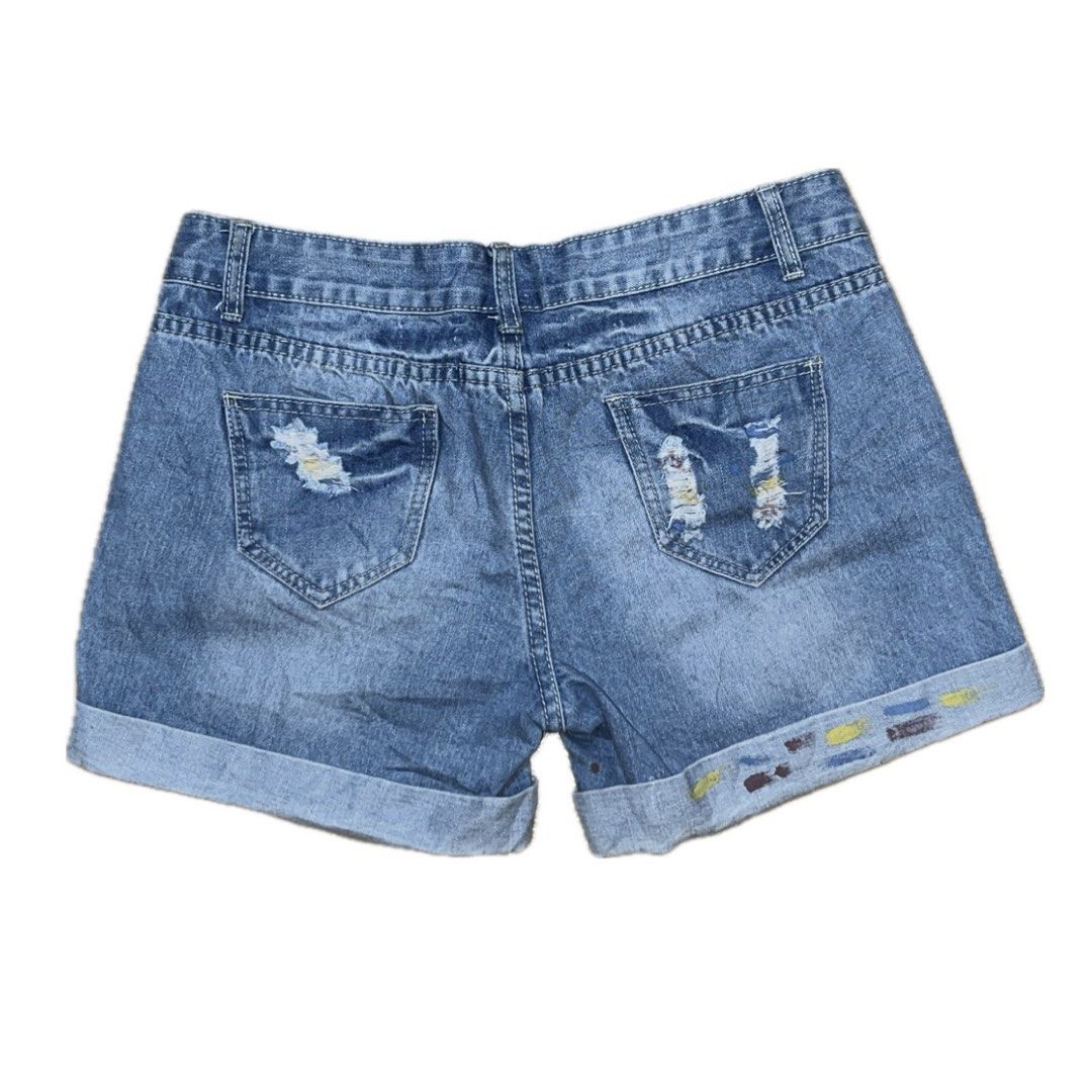 Jeans Distressed Denim Shorts Size 32 (Category: Shorts) located in Manila. Submitted by ekss11 (Listing ID 1444823252, Image 2). Description: - Light wash denim shorts - Size 32 on tag - 17” (34” waistline) - Distressed details - Paint splatters design - Rolled hem - Button and zip closure - Two front pockets - Two back pockets.