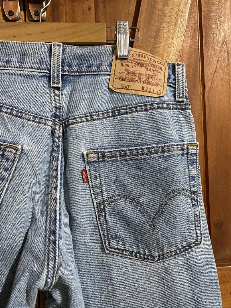 Levi's 550 Relaxed Fit Jeans (Category: Jeans) located in Pasig City. Submitted by tlm0317 (Listing ID 1444817982, Image 3). Description: - Waist size: 29 (when laid flat: 14”) - Length: 30 (inseam: 27.5”) - Button fly closure - Condition: well loved but still in good shape, has a torn belt loop as seen in photos.