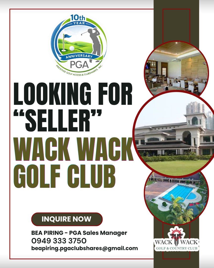 📞LOOKING FOR "SELLER" WACK WACK GOLF (Category: Golf) located in Muntinlupa City. Submitted by beapring.pgaclubshares (Listing ID 1444781696, Image 1). Description: ⛳ DO YOU HAVE WACK WACK GOLF CLUB SHARES FOR SALE? We have serious and ready buyers. Message us today for a sample breakdown, and complete details. BEA PIRING PGA Sales Manager #wackwackgolfandcountryclub #WackWackMandaluyong #wackwackgolf.
