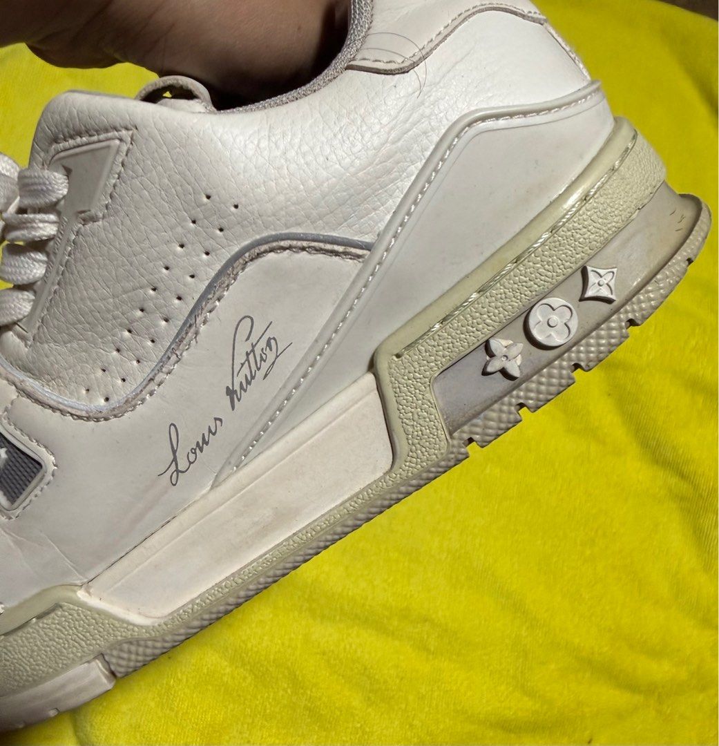 Louis Vuitton LV Trainer "#54" Sneakers White (Category: Sneakers & Footwear) located in Taytay. Submitted by jayezapanta (Listing ID 1444853407, Image 3). Description: - Authentic Louis Vuitton white sneakers - Features iconic LV logo on the tongue - "Louis Vuitton" script detailing on the side - Unique "#54" detail on the heel - "Louis Vuitton" name embossed on the soles - Stylish and eye-catching design 6.5 on tag 25cm insole Changed insole na