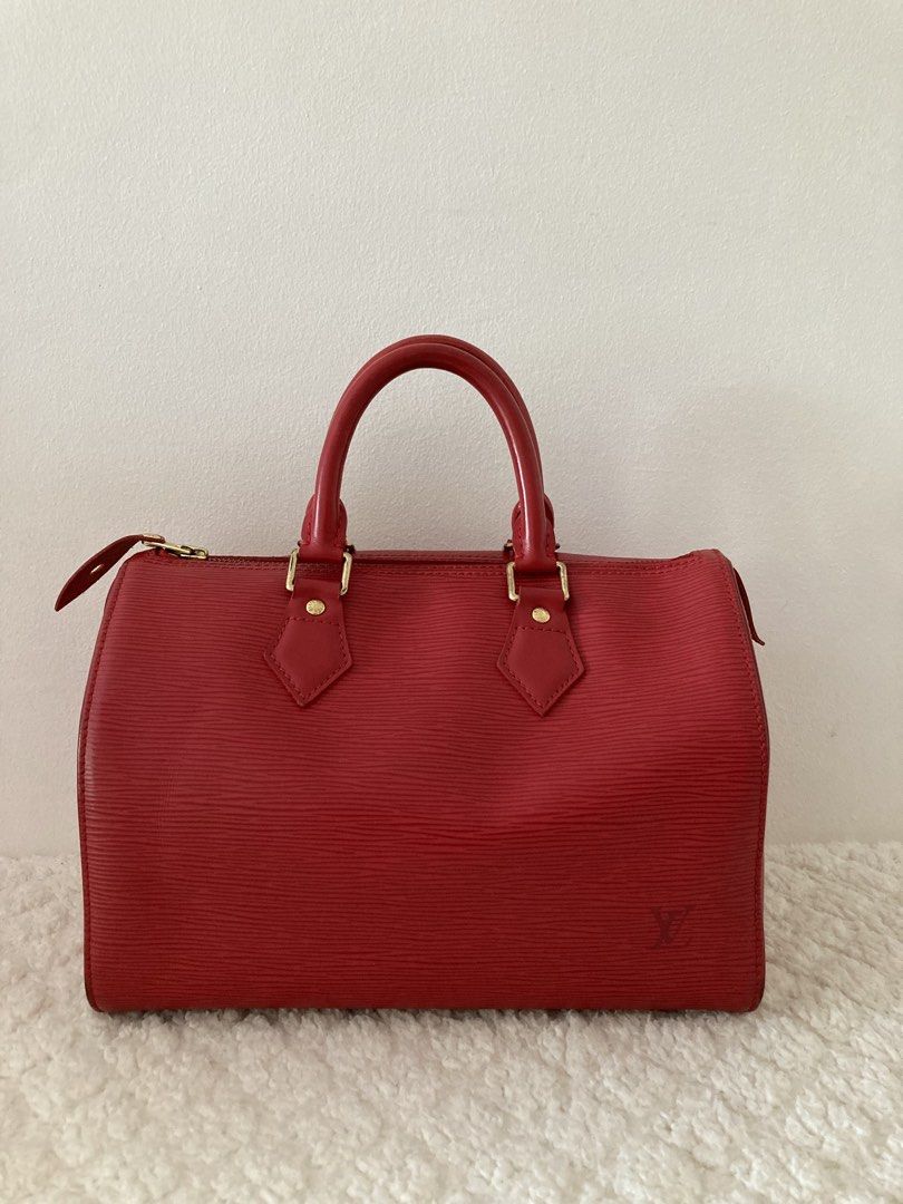 LOUIS VUITTON Red Speedy Epi Leather (Category: Luxury Bags & Wallets) located in Muntinlupa City. Submitted by dubaideals.phby5marias (Listing ID 1444835868, Image 3). Description: 100% Authentic Preloved Luxury Brands Authenticity Money Back Guarantee Louis Vuitton Speedy in Epi Leather 8.5/10 Preowned Condition Inclusions: Dustbag Php 26,000 PM us or email us at arluxurycloset@yahoo.com Disclaimer: AR Luxury Closet is not associated or affilia