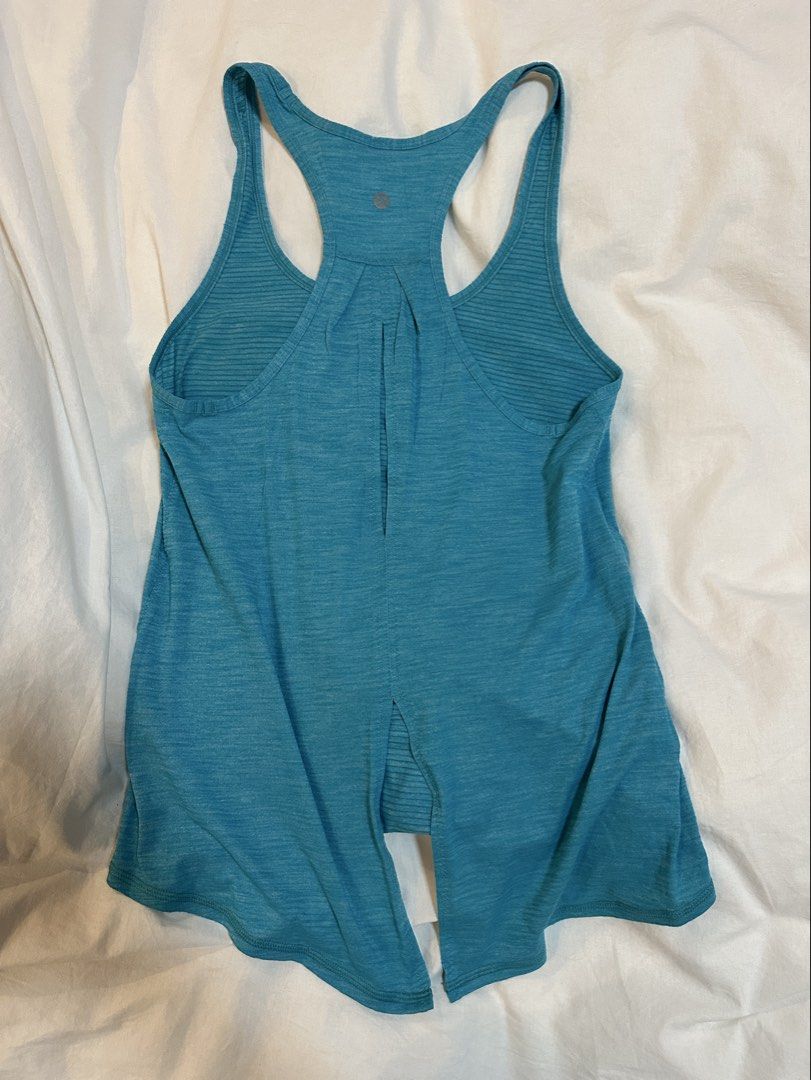 Lululemon Teal Racerback Tank Top (Category: Activewear) located in Plaridel. Submitted by juliaco08 (Listing ID 1444724947, Image 2). Description: - Teal Lululemon tank top - Racerback style with a split back detail - Lightweight and breathable fabric - Ideal for workouts or casual wear - Lululemon logo visible on the back.