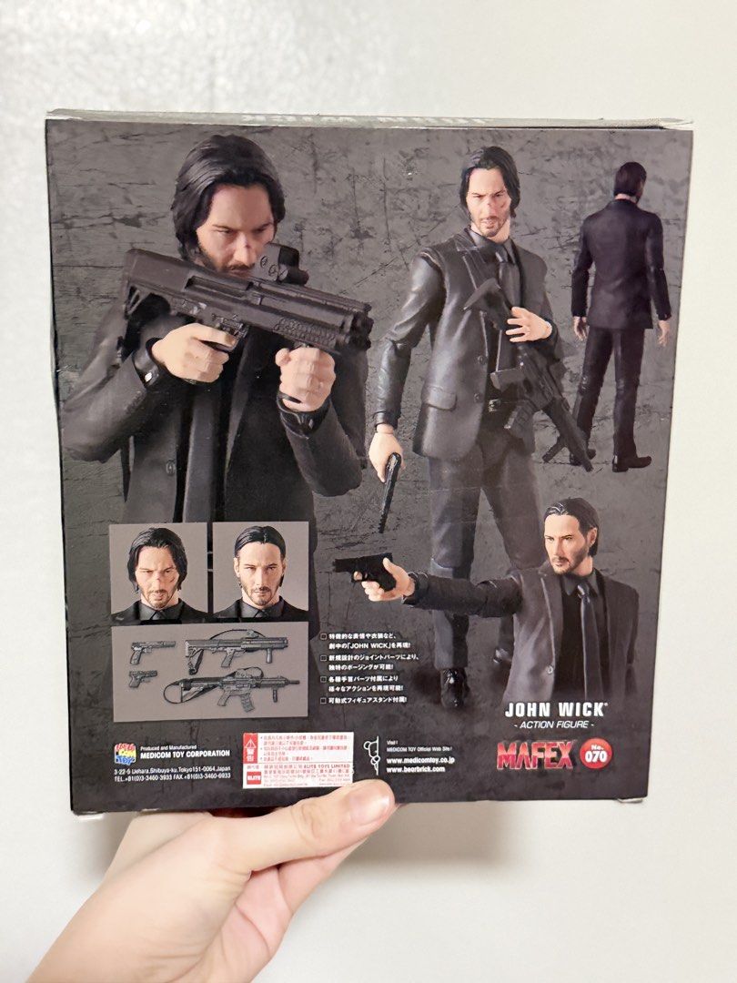 Mafex John Wick Action Figure 070 (Category: Figurines & Statues) located in Malabon City. Submitted by thylanapparel (Listing ID 1444737762, Image 2). Description: - Mafex John Wick Action Figure (Model 070) - Comes with multiple accessories, including guns - Includes alternate heads for different expressions - Perfect for fans of the John Wick movie franchise OG price: ₱4350 .