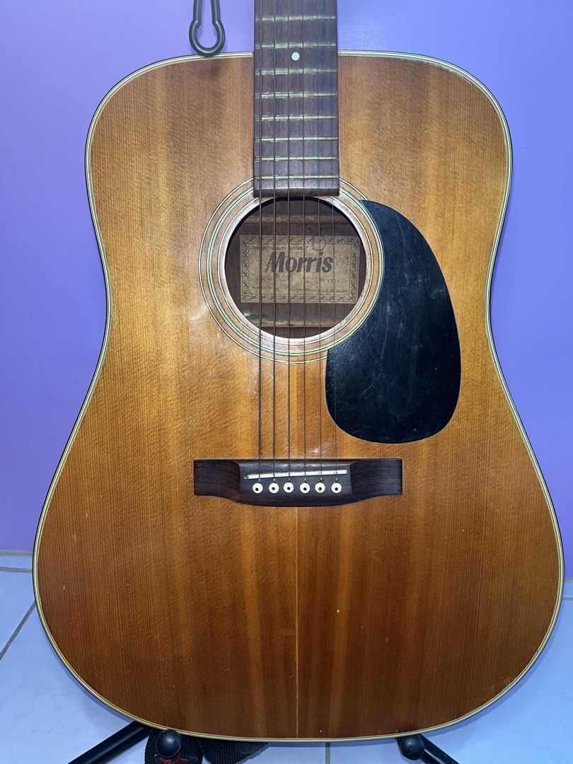 Morris W-15 Acoustic Guitar (Category: Musical Instruments) located in Angeles City. Submitted by the_findersstash_ (Listing ID 1444848576, Image 2). Description: Vintage 1972 Morris W-15 Acoustic Guitar Made in Japan Includes: - New Set of D'Addario Strings -Stand - Gig bag.