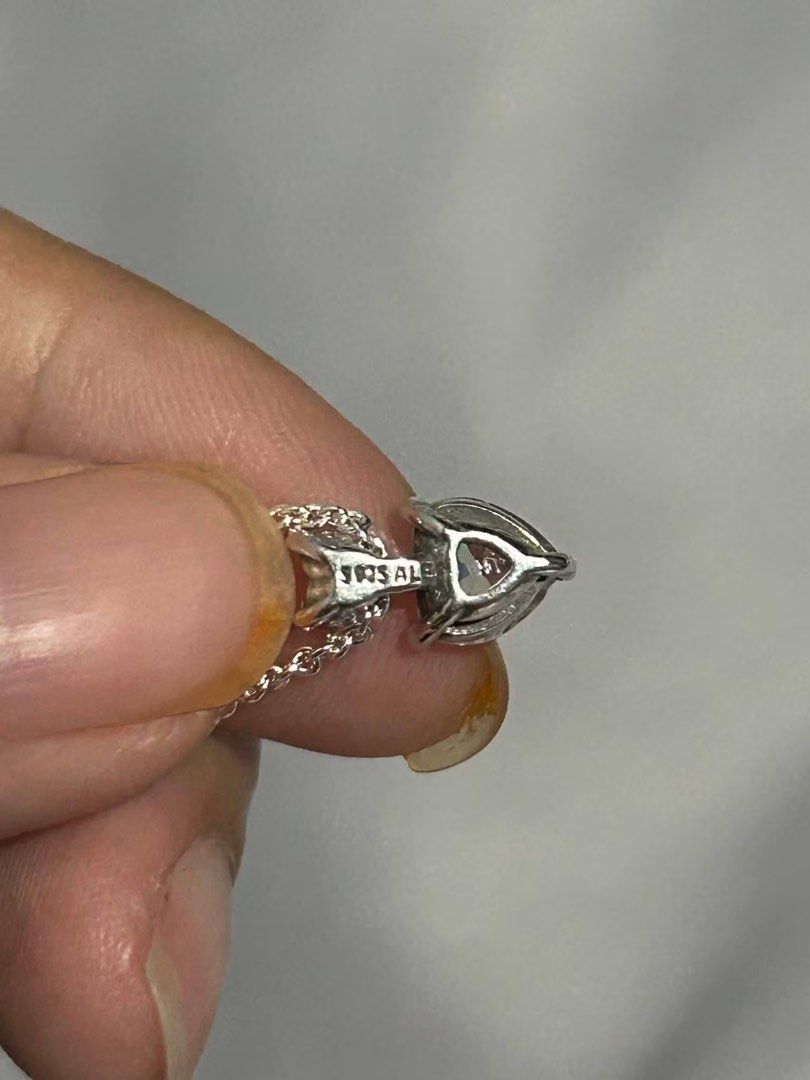 Pandora Sterling Silver Double Heart Necklace (Category: Necklaces) located in Baguio. Submitted by thrifty_cool (Listing ID 1444714735, Image 2). Description: - Pandora necklace - Sterling silver - Features two heart-shaped charms (one slightly smaller, layered) - Delicate chain - Clasp stamped with Pandora logo and '925 ALE' - NO BOX.