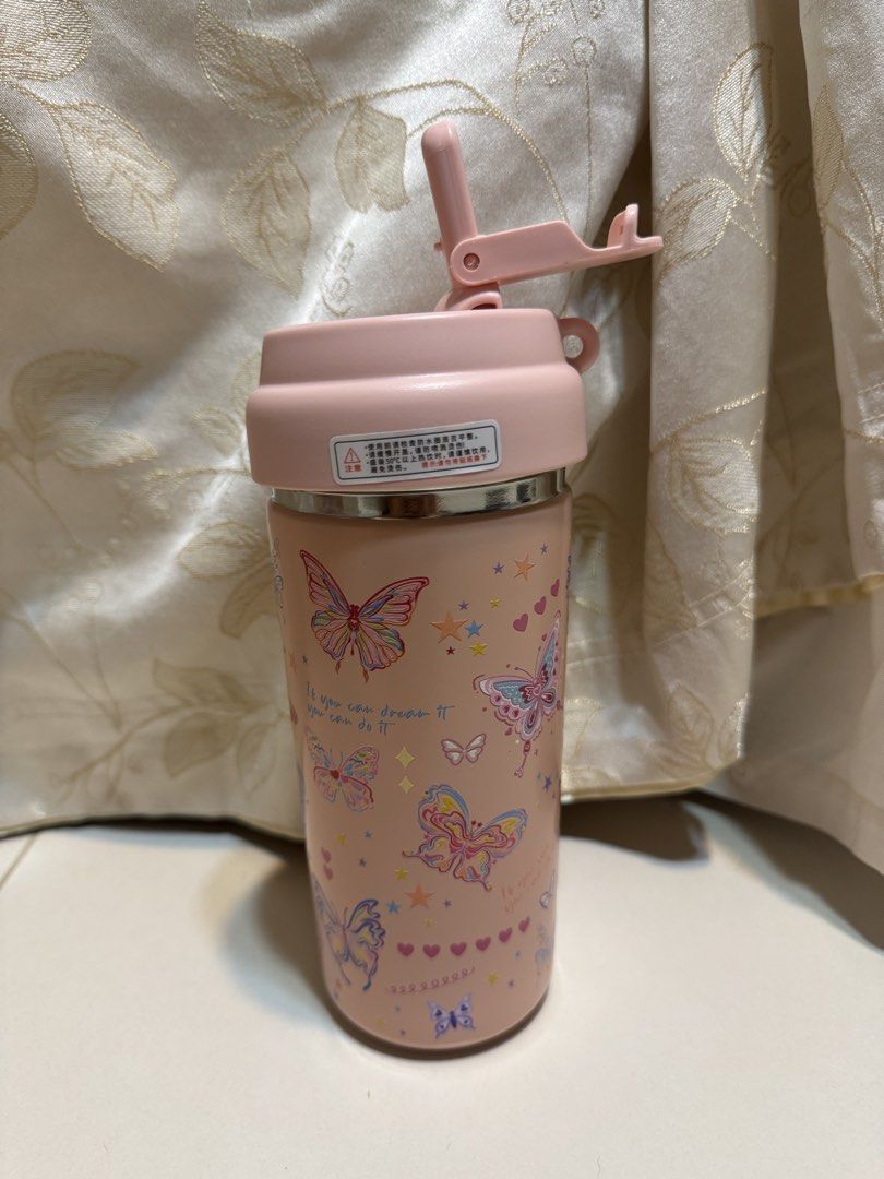 Pink Tumbler with Straw and Strap486746717087354883