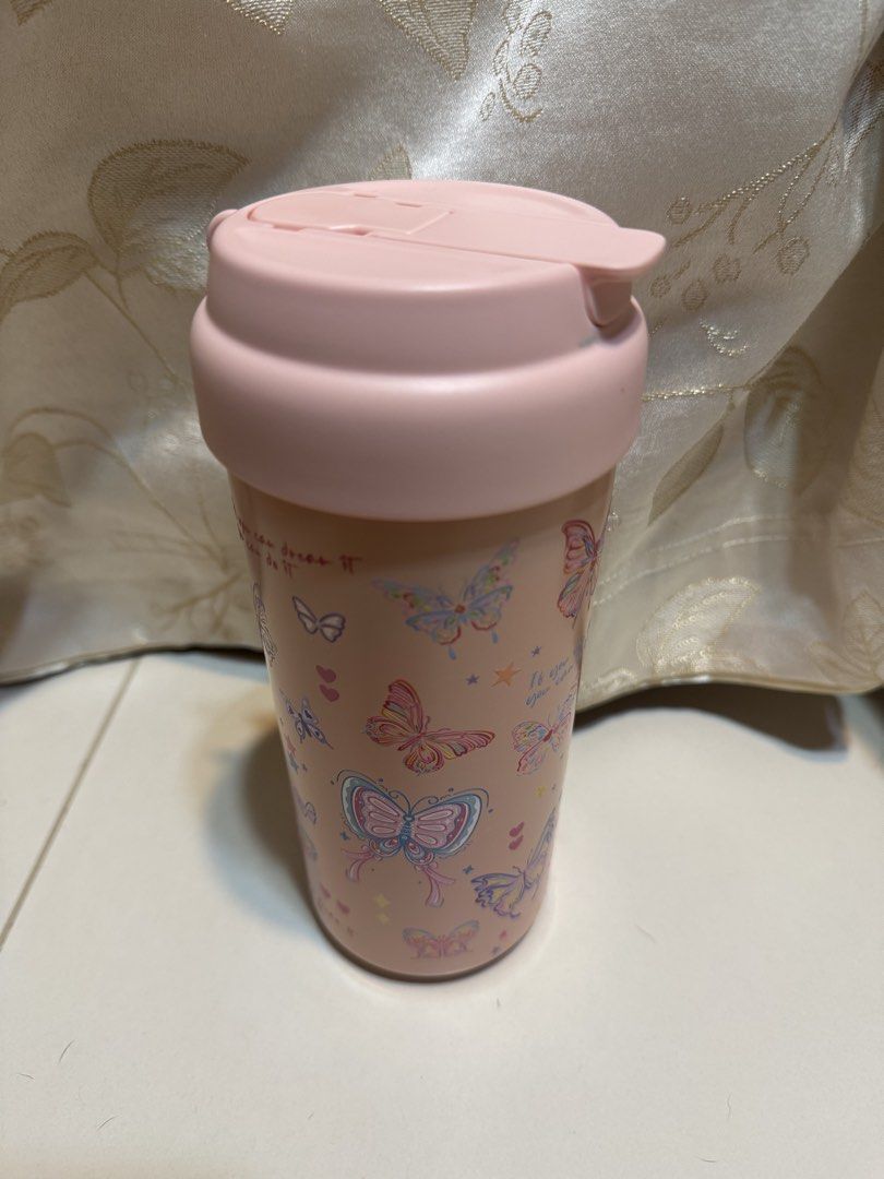 Pink Tumbler with Straw and Strap486746717087354880