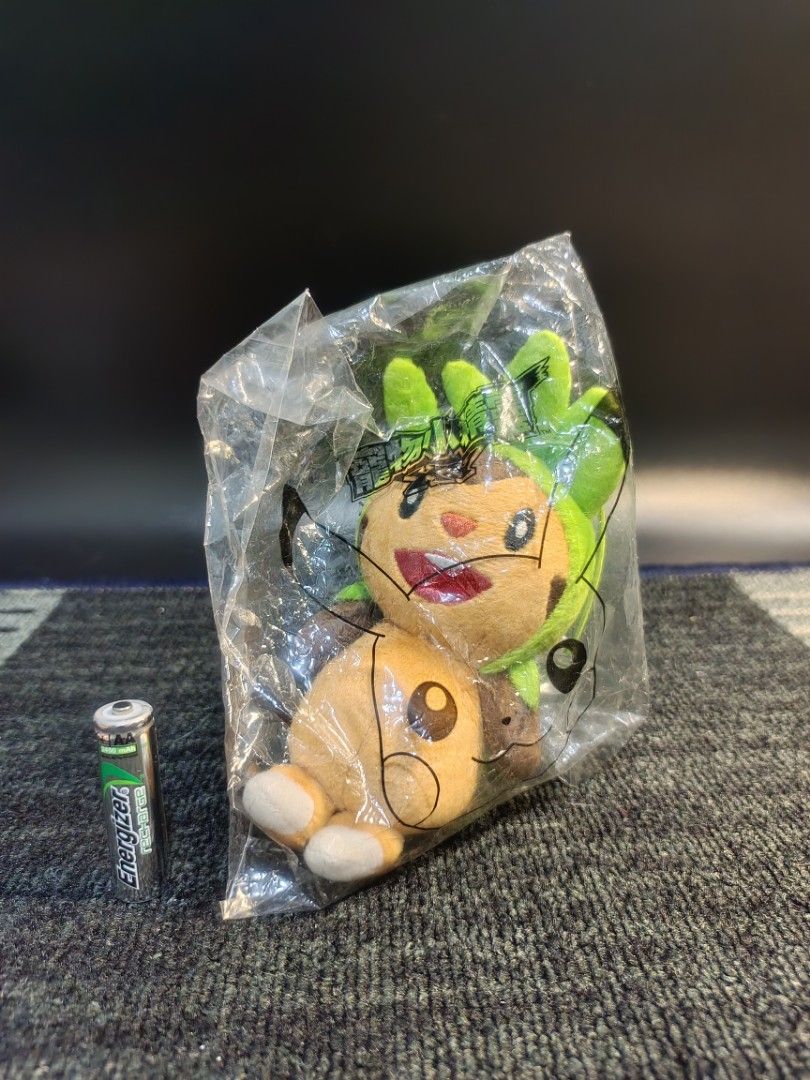 Pokemon Chespin Plush Toy in Packaging (Category: Plushies & Soft Toys) located in Baguio. Submitted by 26_zerozero (Listing ID 1444837171, Image 1). Description: - Brand new Chespin plush toy - Still in original plastic packaging - Perfect for Pokemon fans and collectors - Great gift idea.