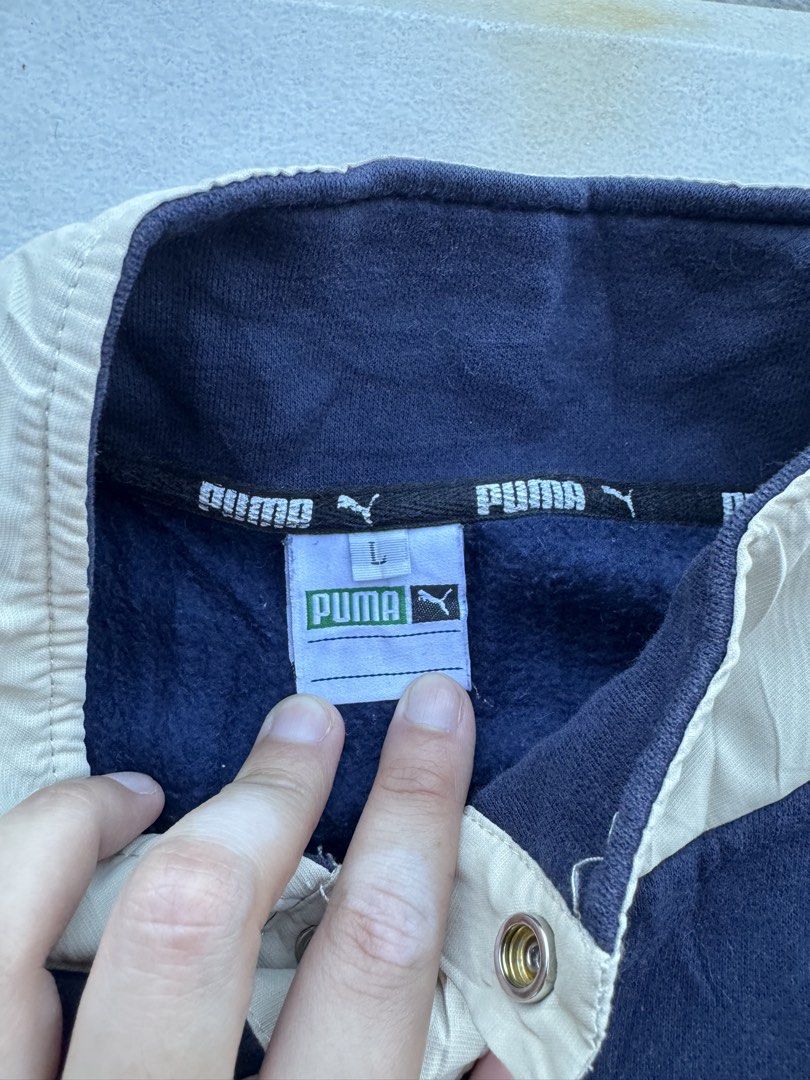 Puma vintage (Category: Coats, Jackets and Outerwear) located in Manila. Submitted by millennialmd (Listing ID 1444791097, Image 3). Description: Quarter zip pero buttons Dimensions LxW 25x22 inches.