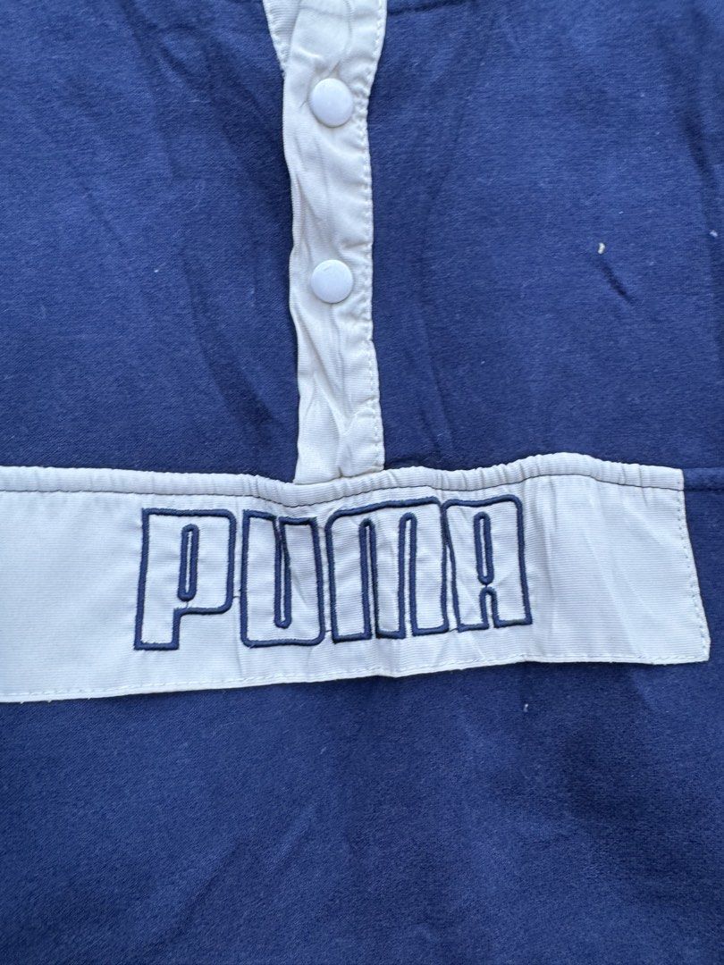Puma vintage (Category: Coats, Jackets and Outerwear) located in Manila. Submitted by millennialmd (Listing ID 1444791097, Image 2). Description: Quarter zip pero buttons Dimensions LxW 25x22 inches.