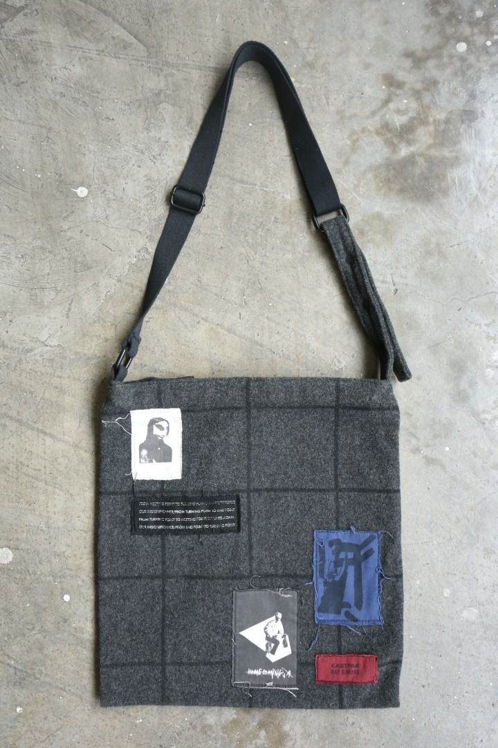 Raf Simons - Eastpak - F/W 08 - Patch Shoulder Bag (Category: Sling Bags) located in Manila. Submitted by graymatter_ (Listing ID 1444771212, Image 1). Description: Raf Simons - Eastpak - F/W 08 - Patch Shoulder Bag Condition: BN Material: Wool Zipper: YKK Made in: China Dimensions Height: 38.5cm Width: 34cm .