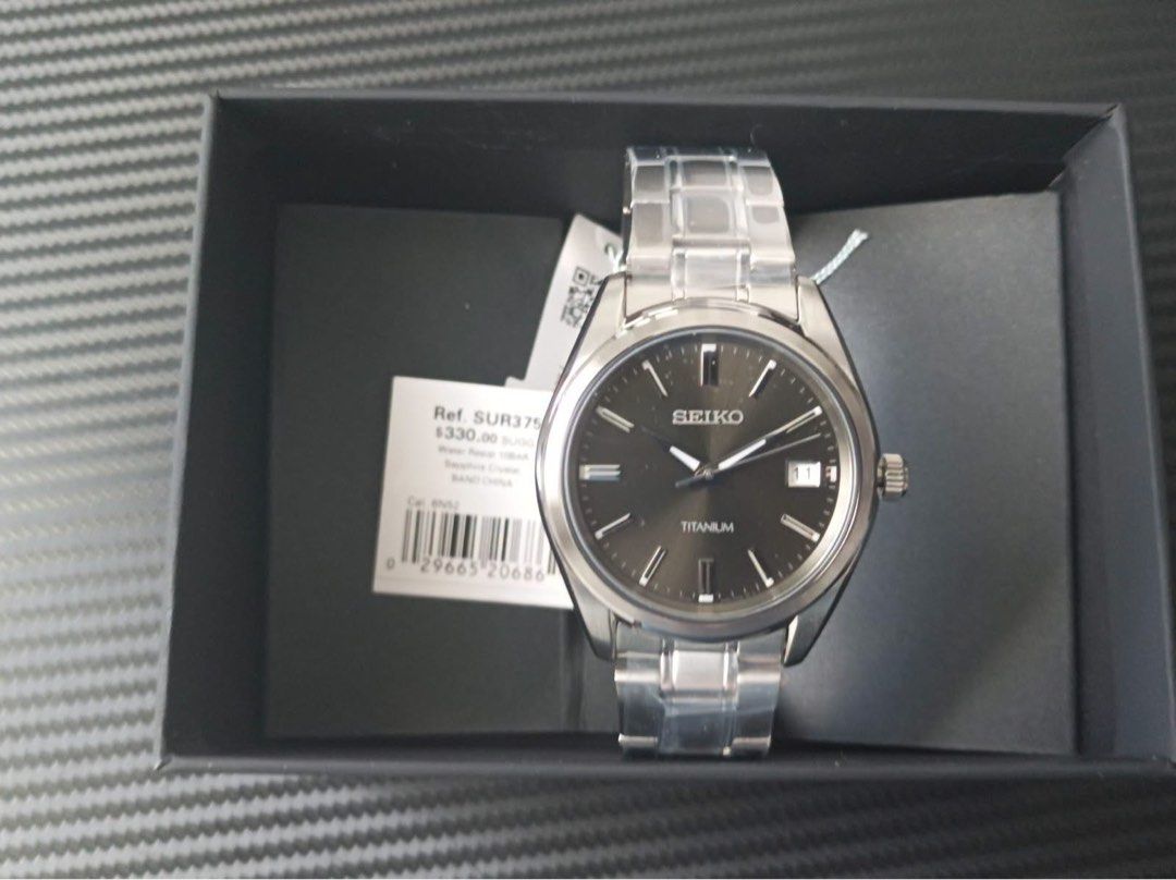 Seiko Watch SUR 375 SUR375P1 (Category: Luxury Watches) located in Manila. Submitted by seikowatchfactory (Listing ID 1444776711, Image 3). Description: Model: SUR375P1 Price: 11200 pesos Specifications: Case Diameter: 40.2mm Case Thickness: 8.4mm Lug-to-lug: 47mm Caliber 6N52 Quartz Movement Approx. 3 years Battery life Case Material: Titanium Sapphire Crystal Lumibrite on hands and indexes Three fold clasp with push button release Lug size: 20m
