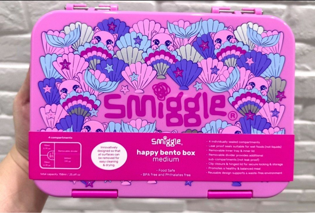 Smiggle pink bento lunch box (Category: Babies & Kids Fashion) located in Singapore. Submitted by newleaf24 (Listing ID 1444807759, Image 2). Description: Condition: brand new with tag Original price: $49.95 $3.20 apply for tracked postage .