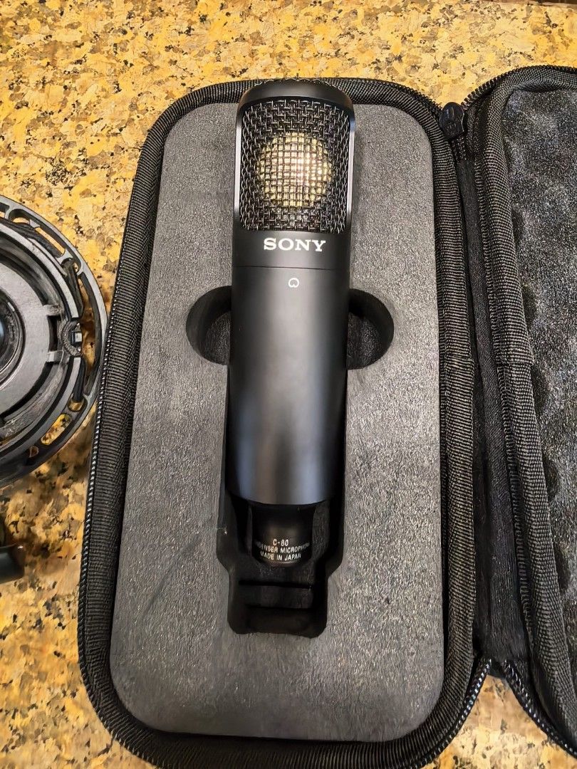 Sony C-80 Condenser Microphone with Shock Mount and Case (Category: Microphones) located in Bacolod City. Submitted by eegonz (Listing ID 1444712158, Image 1). Description: - Sony C-80 condenser microphone - Ideal for studio recording - Includes shock mount - Comes with protective case - Ready for your next project Sony c80 condenser microphone with case and shock mount .