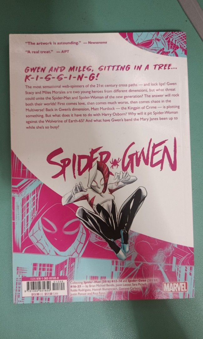Spider-Gwen: Deal With The Devil Marvel Comic Book (Category: Comics & Manga) located in Mandaluyong City. Submitted by dear_ipay (Listing ID 1444706878, Image 2). Description: - Marvel Comic: 'Deal With The Devil' story arc - Featuring: Spider-Gwen (Spider-Woman) and Miles Morales (Spider-Man) - Heroes: Young, dynamic duo - Highlights: Excellent artwork and compelling story.