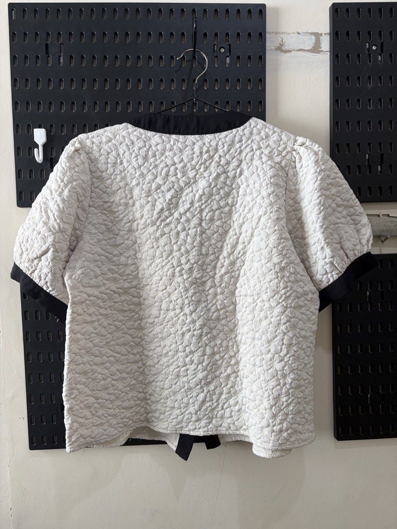 Textured Puff Sleeve Blouse with Bow Detail (Category: Blouses) located in Calamba. Submitted by ealectrice27 (Listing ID 1444704147, Image 2). Description: Can send more details through DM. MOD: JnT, Lbc, Lalamove MOP: Gcash, Maribank, Pnb, Rcbc, Bpi, Palawan.