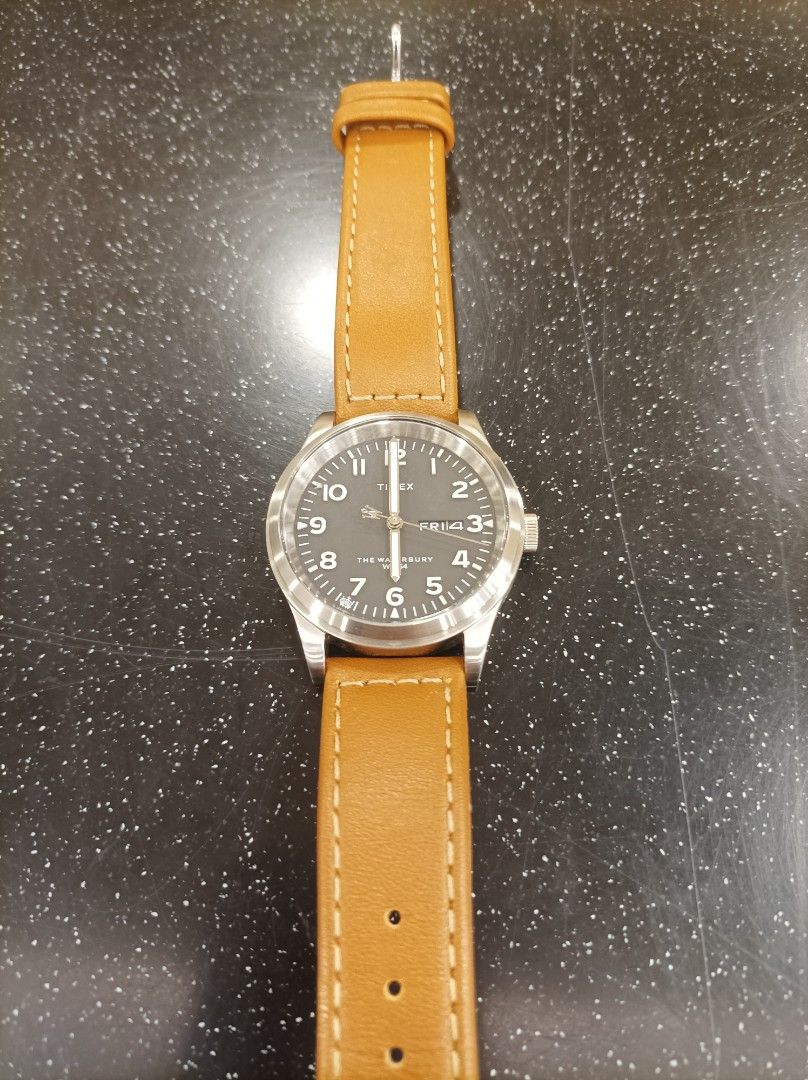 Timex The Waterbury Traditional (Category: Men's Watches) located in Cebu City. Submitted by mac_j003 (Listing ID 1444715836, Image 3). Description: - Timex The Waterbury Traditional - Classic black dial with white numbers - Comfortable brown leather strap - Convenient day and date display - Perfect everyday watch - Excellent working condition.