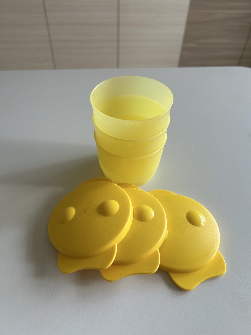 Tupperware Yellow Cups with Lids Set486463194887639041