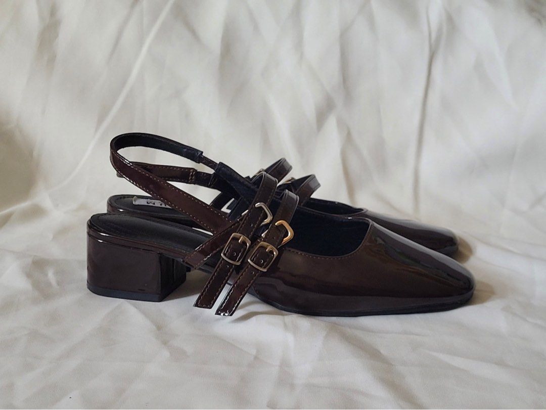 TUTUM Plum Mary Jane Heels (Category: Heels) located in Manila. Submitted by itscially (Listing ID 1444733397, Image 3). Description: Condition: Like new overall, no flaws Details: - Size: US 7 - Color: Plum - Style: Patent material, square toe, slingback, double front buckle straps, low block heel design - Heel height: ~1 - 1.5 inches - No box - Perfect for dressing up or down - Great for work or a casual outing RFS: Decluttering Price: 549 (sli