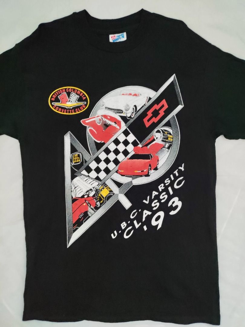 Vintage Corvette -Shirt 92-93 (Category: Tshirts & Polo Shirts ) located in Caloocan City. Submitted by cee_sar (Listing ID 1444718524, Image 2). Description: - Vintage 1993 Hanes Beefy-T UBC Varsity Classic T-Shirt - Color: Black - Size: Medium (M) - Features: Corvettes graphic and British Columbia Corvette Club logo - Origin: Made in USA - Additional Item Available: Red 1992 Corvette to Victoria T-Shirt, Size Medium (M) Medium Single stitch all
