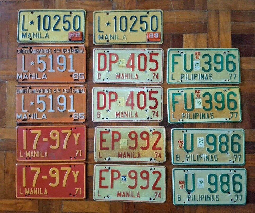 Vintage Philippine License Plates (Category: Vintage Collectibles) located in Makati City. Submitted by bob_gnarly (Listing ID 1444703344, Image 1). Description: Selling as a lot only. 30k obo.
