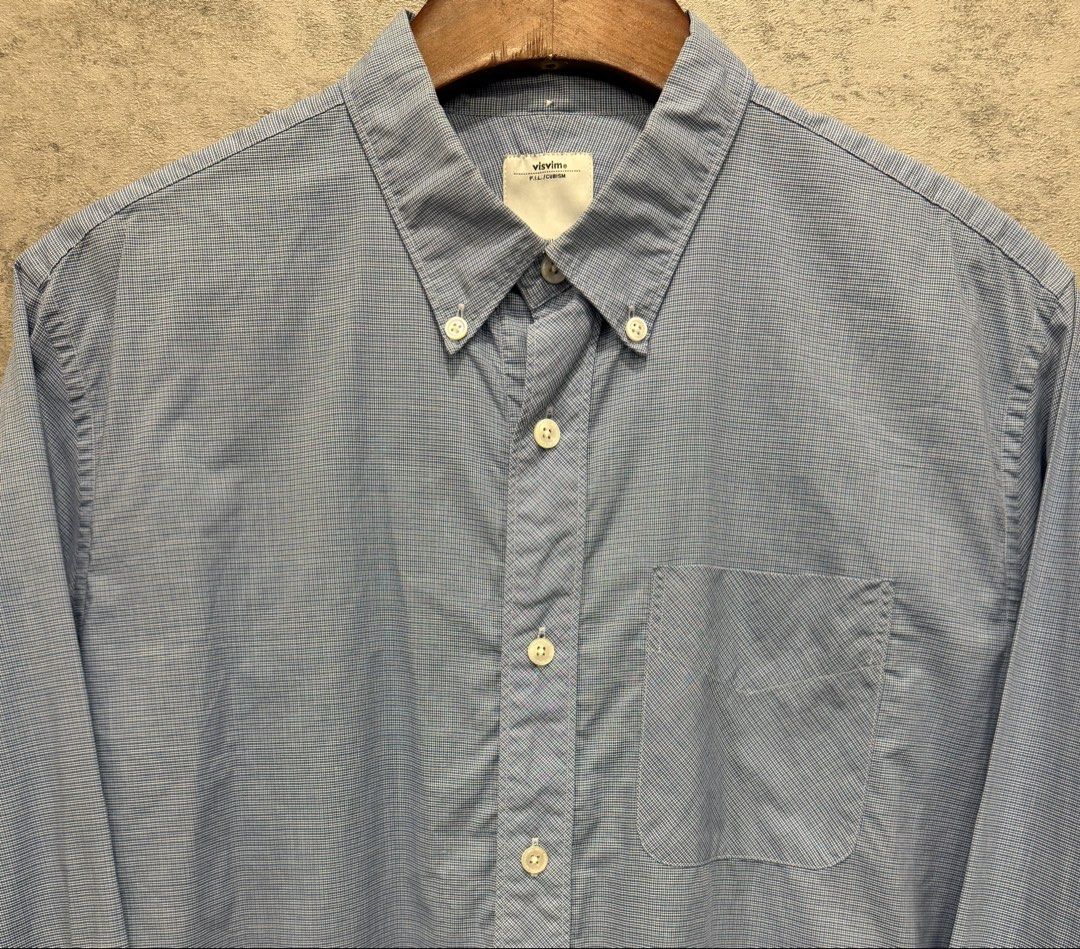 VISVIM - POINTED COLLAR CHECK SHIRT (Category: Formal Shirts) located in Quezon City. Submitted by daboy_ (Listing ID 1444851862, Image 2). Description: Size: S Condition: 10/10 Material: 100% Cotton Made in: Japan Dimensions Width: 20” Length: 27” Sleeves: 23” Shoulder: 17” .