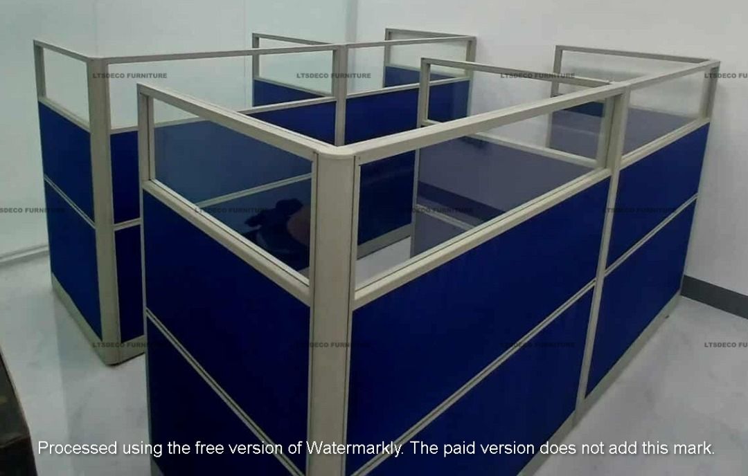 workstation tables office partition with glass, Furniture & Home Living ...