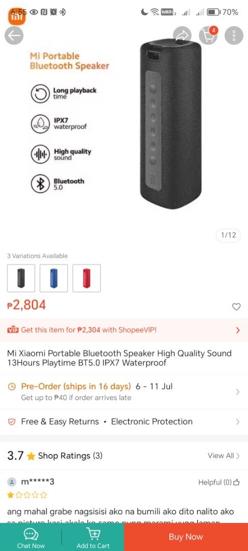 Xiaomi Mi Portable Bluetooth Speaker 5.0 IPX7 Waterproof (Category: Soundbars, Speakers & Amplifiers) located in Quezon. Submitted by theknee (Listing ID 1444780819, Image 1). Description: - Xiaomi Mi Portable Bluetooth Speaker - Long playback time - IPX7 waterproof - High quality sound - Bluetooth 5.0 - Available colors .