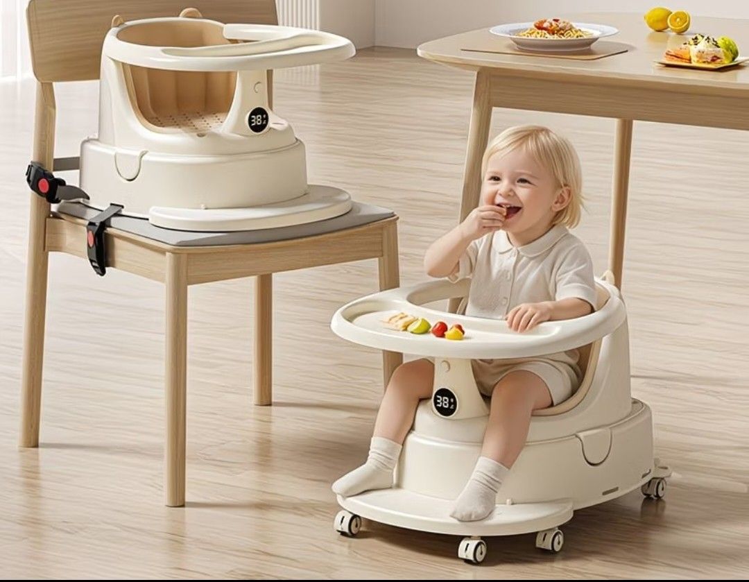 YAQIN Baby High Chair Booster Seat with Tray (Category: Baby High Chairs) located in Singapore. Submitted by happylucky2026 (Listing ID 1444834232, Image 1). Description: - Versatile 3-in-1 baby booster seat - Functions as a high chair, bath seat, and walker - Detachable tray and base for easy cleaning - Includes straps to secure to a regular chair - Equipped with wheels for easy mobility - Ideal for meal times and playtime.