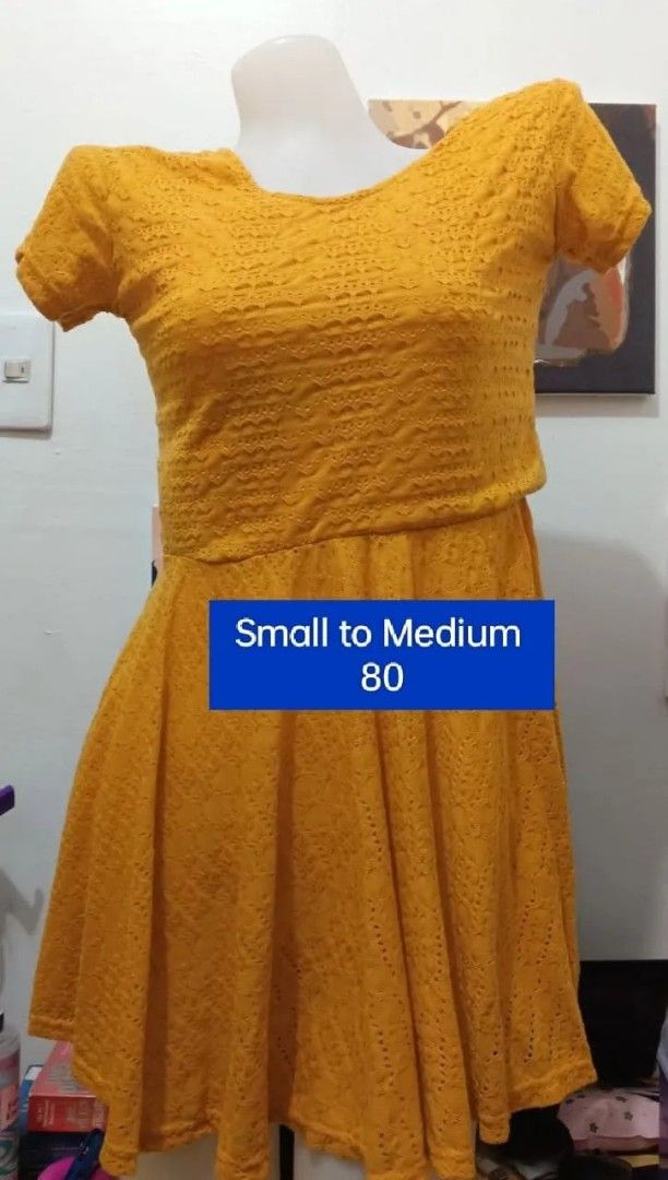 Yellow Crochet Dress Small to Medium (Category: Dresses) located in Muntinlupa City. Submitted by marim45981 (Listing ID 1444736031, Image 1). Description: - Adorable yellow crochet dress - Features short sleeves and a flared skirt - Fits small to medium frames - Ideal for casual wear or a day out - Versatile for accessorizing - Made with comfortable, breathable fabric.