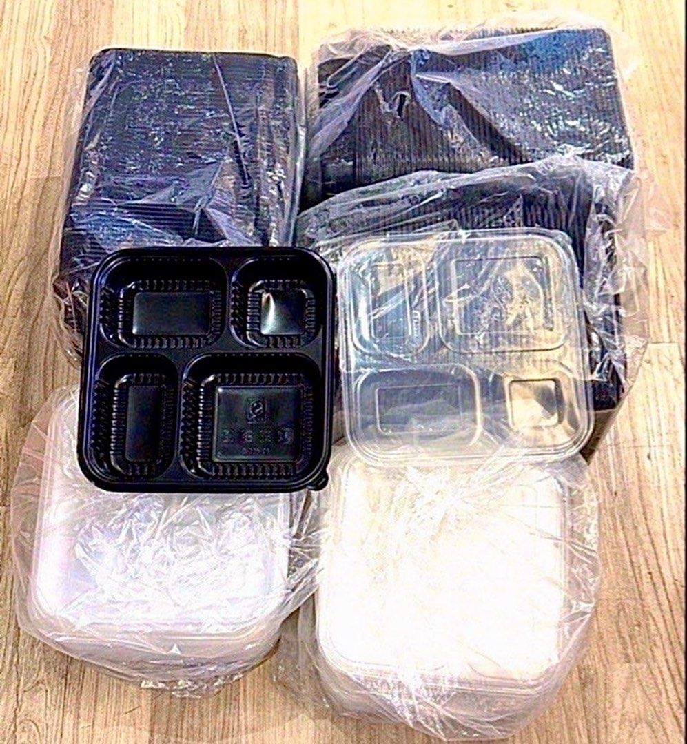 100 pcs Thick good quality 4 compartment food bento boxes.