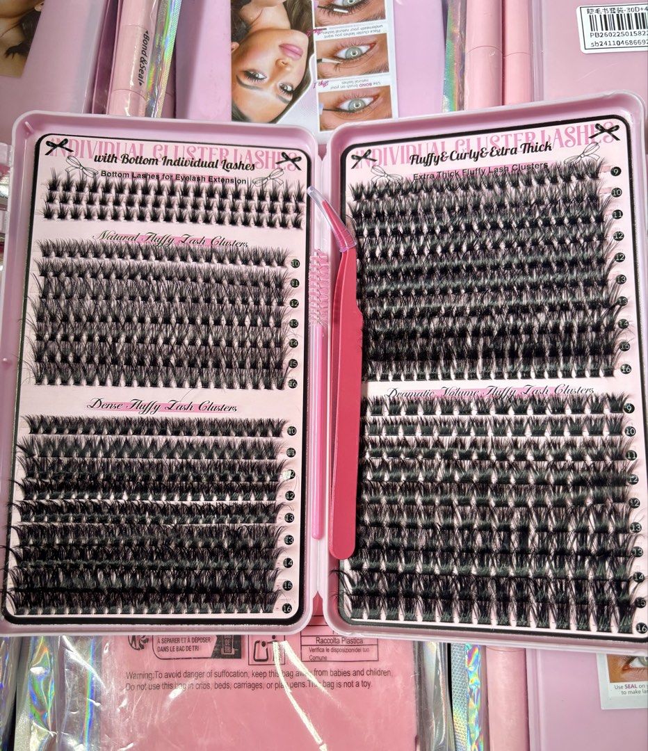 1,046 PCS Eyelash Clusters Complete Set (Category: Vision Care) located in Manila. Submitted by riebeauty_belowsrpmakeups (Listing ID 1441504565, Image 2). Description: - 1,046 PCS Eyelash Clusters Complete Set - Ideal for DIY Lash Extensions - Variety of cluster styles for customized looks - Includes Bond & Seal - Comes with application tweezers - Includes lash brushes - Achieve voluminous and beautiful lashes at home.