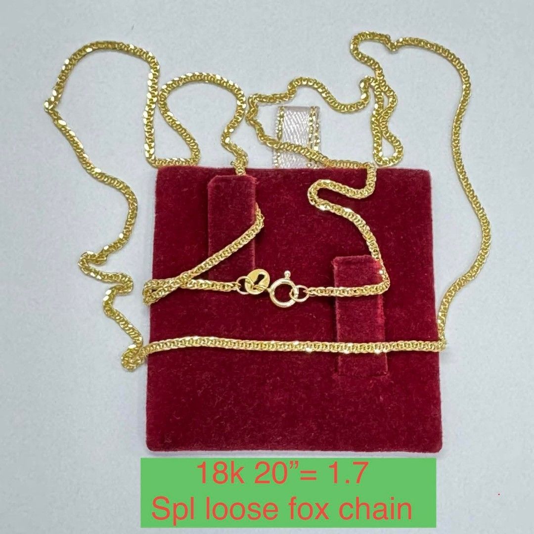 18k Saudi Gold foxtail necklaces (Category: Necklaces) located in Manila. Submitted by bhelgoldseller2ndaccount (Listing ID 1441481499, Image 3). Description: New!!✨New!!✨New!! Authentic 18k Saudi Golds 💯pawnable/naisasanla 💯with high appraisal rate 💯good investment 💯Direct supplier price 👉OPEN for resellers 🌺please take time to evaluate their actual sizes and grams 👉Best panggift for all occasions ✅ Sold per grams not per piece Kya lowest